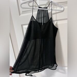 Express Black Mesh Halter Top